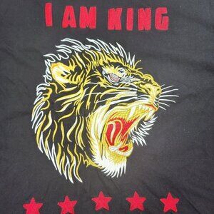 Sean John "I am King" Tiger Black Cotton T-Shirt, Men's 4XL